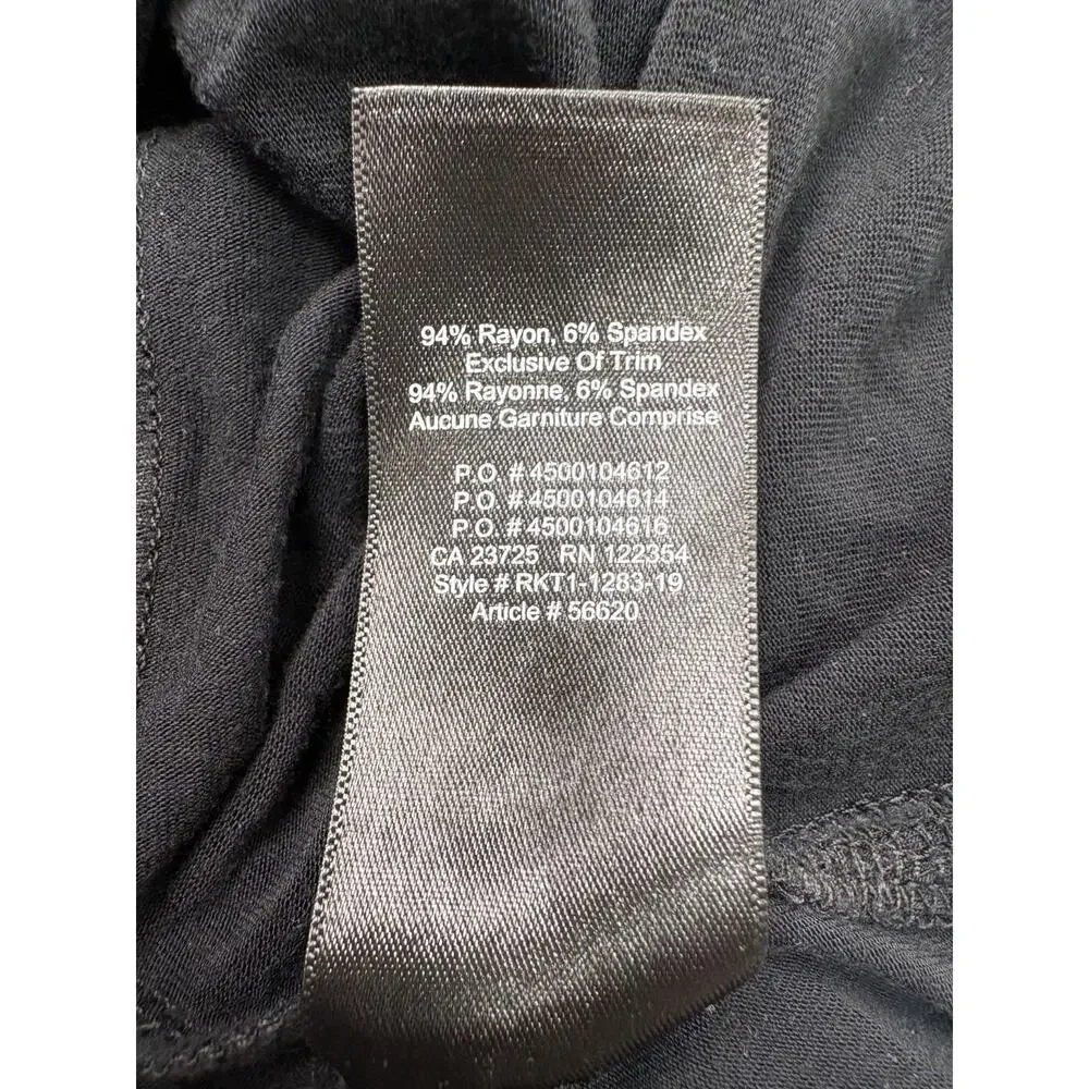 Aritzia Babaton Black Long Sleeve Top Side Slit High Low Hem Relaxed Fit Size M